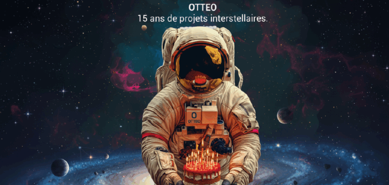 OTTEO Astronaute avec gâteau anniversaire dans l'espace