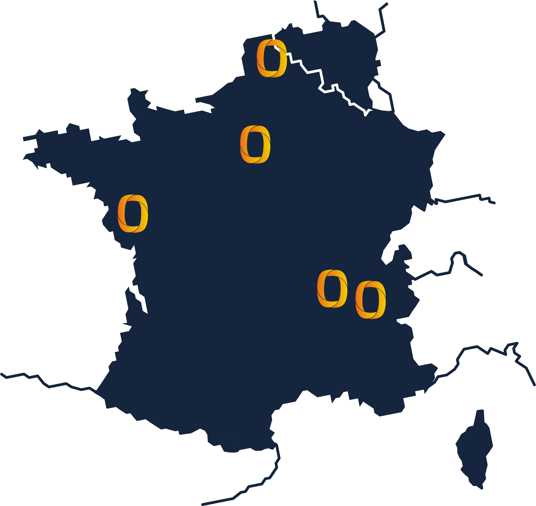 OTTEO agences Lille Paris Nantes Lyon Le Bourget-du-Lac carte de France Belgique Europe implantation